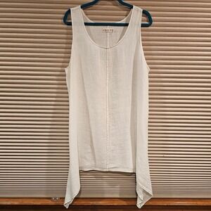 Bodil Womens XL Cream Linen Sharkbite Hem Tunic Tank Top Made in‎ USA Vintage